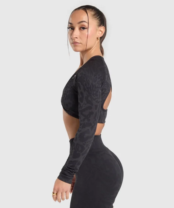 Gymshark Crop Tops | T-shirts & Tops*Adapt Safari Long Sleeve Crop Top Black/AsphaltGrey