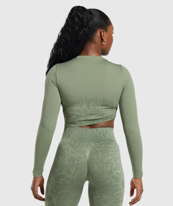 Gymshark Crop Tops | T-shirts & Tops*Adapt Safari Seamless Faded Long Sleeve Top ForceGreen/FadedGreen