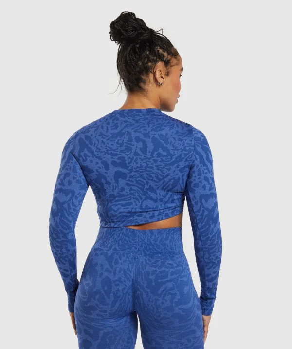 Gymshark Crop Tops | T-shirts & Tops*Adapt Safari Seamless Long Sleeve Crop Top WaveBlue/IrisBlue