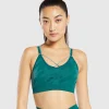 Gymshark Sports Bras*Apex Limit Seamless Ruched Sports Bra DeepTeal/DuckEggBlue