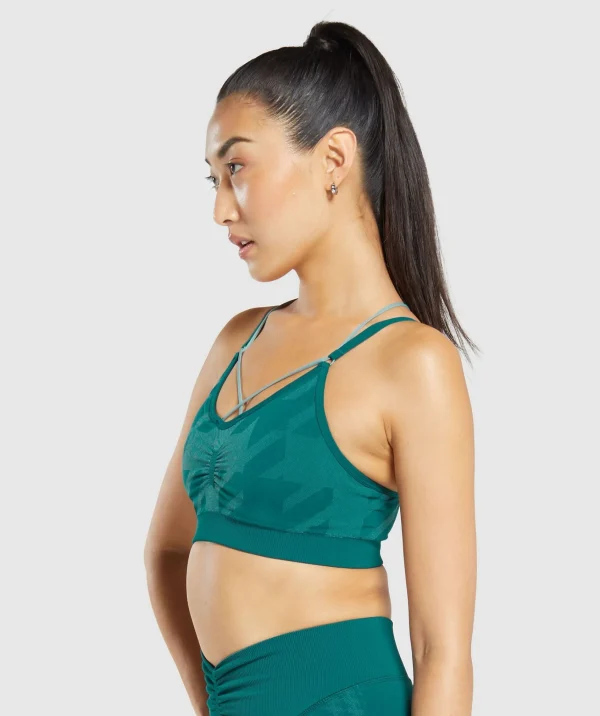 Gymshark Sports Bras*Apex Limit Seamless Ruched Sports Bra DeepTeal/DuckEggBlue