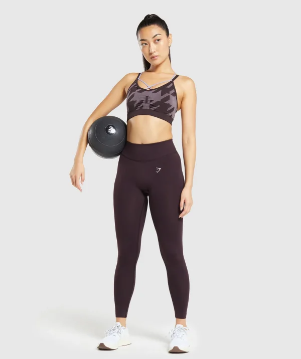 Gymshark Sports Bras*Apex Limit Seamless Ruched Sports Bra PlumBrown/PowderLilac