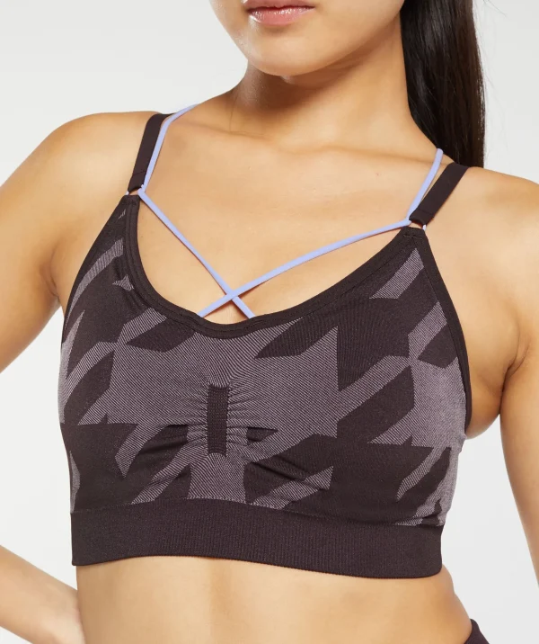 Gymshark Sports Bras*Apex Limit Seamless Ruched Sports Bra PlumBrown/PowderLilac