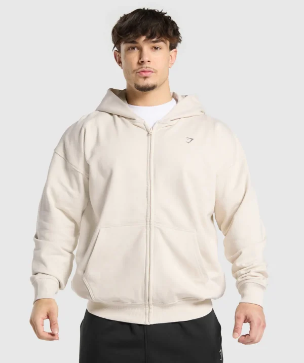 Gymshark Hoodies & Sweatshirts*Atlas Zip Up Hoodie OatWhite