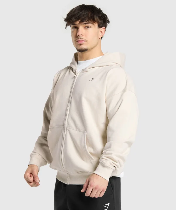 Gymshark Hoodies & Sweatshirts*Atlas Zip Up Hoodie OatWhite