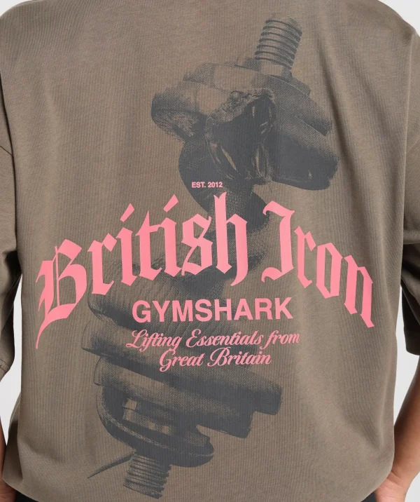 Gymshark T-shirts & Tops*British Iron Heavyweight T-Shirt CamoBrown