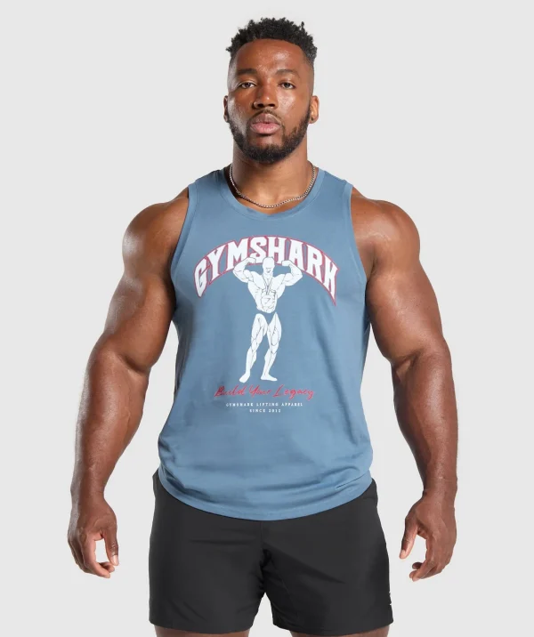 Gymshark Tank Tops*Build Your Legacy Graphic Tank FadedBlue