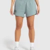 Gymshark Shorts*Care Label Graphic Brushed Shorts DenimGrey