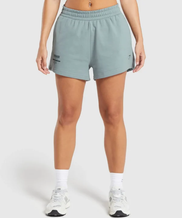 Gymshark Shorts*Care Label Graphic Brushed Shorts DenimGrey