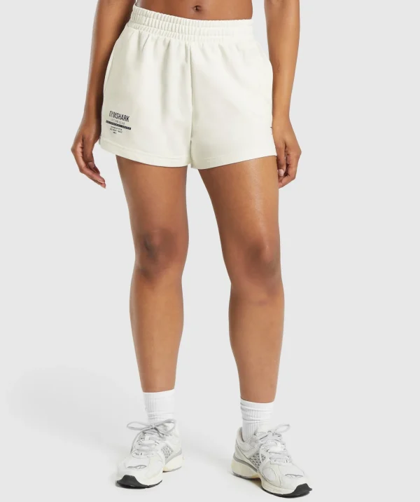 Gymshark Shorts*Care Label Graphic Brushed Shorts SoftWhite