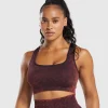 Gymshark Sports Bras*Check Seamless Washed Sports Bra PlumBrown