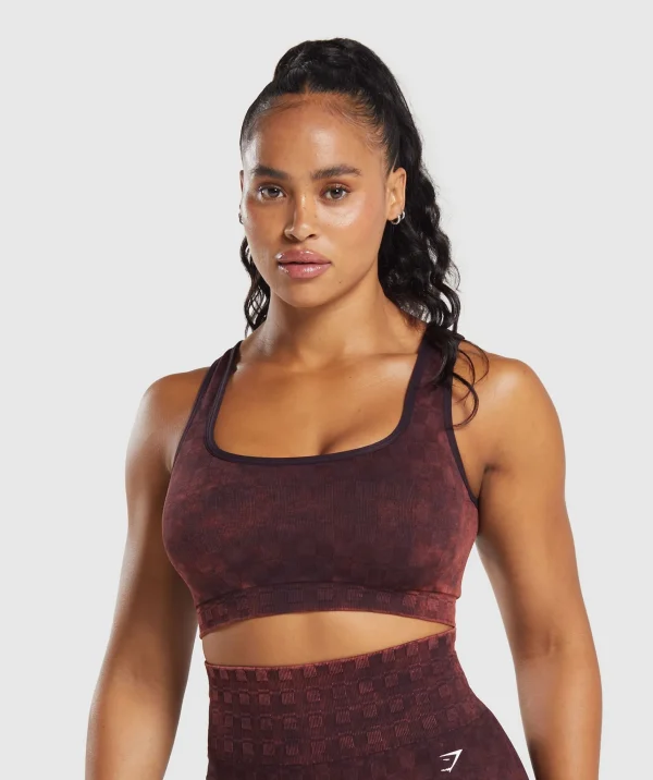 Gymshark Sports Bras*Check Seamless Washed Sports Bra PlumBrown