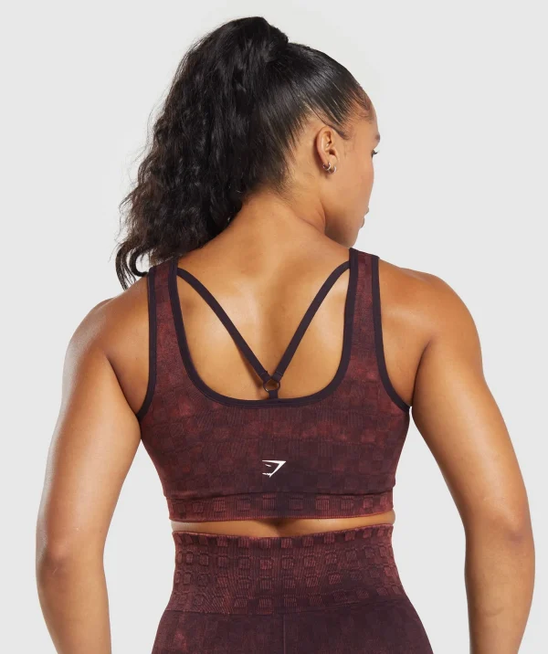 Gymshark Sports Bras*Check Seamless Washed Sports Bra PlumBrown