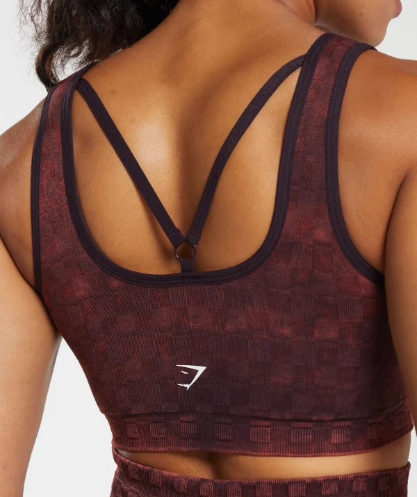 Gymshark Sports Bras*Check Seamless Washed Sports Bra PlumBrown