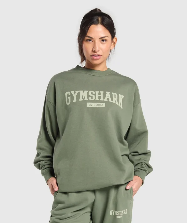 Gymshark Hoodies & Sweatshirts*Collegiate Lifestyle Oversized Sweatshirt BaseGreen