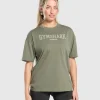 Gymshark T-shirts & Tops*Collegiate Lifestyle Oversized T-Shirt BaseGreen