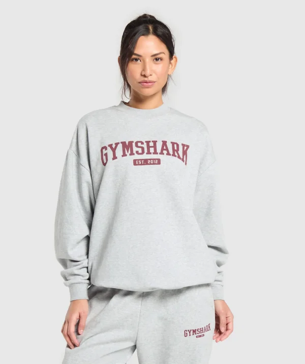 Gymshark Hoodies & Sweatshirts*Collegiate Lifestyle Oversized Sweatshirt LightGreyCoreMarl