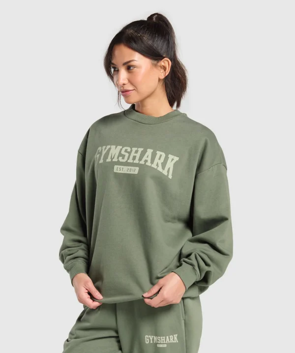 Gymshark Hoodies & Sweatshirts*Collegiate Lifestyle Oversized Sweatshirt BaseGreen