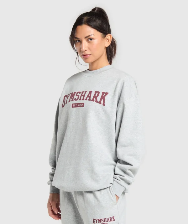 Gymshark Hoodies & Sweatshirts*Collegiate Lifestyle Oversized Sweatshirt LightGreyCoreMarl