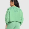 Gymshark Hoodies & Sweatshirts*Collegiate Shadow Washed Midi Sweatshirt LagoonGreen