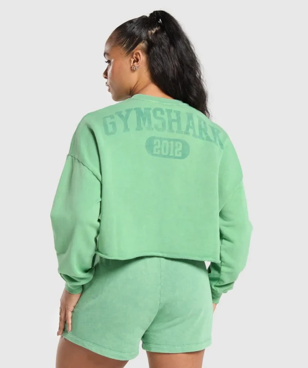 Gymshark Hoodies & Sweatshirts*Collegiate Shadow Washed Midi Sweatshirt LagoonGreen