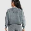 Gymshark Hoodies & Sweatshirts*Collegiate Shadow Washed Midi Sweatshirt AsphaltGrey