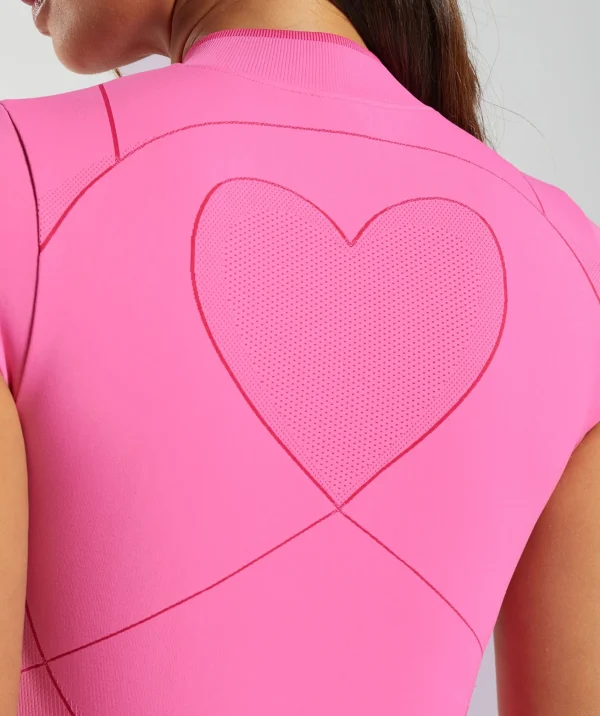 Gymshark T-shirts & Tops*Contour Heart Seamless Short Sleeve Top FetchPink/PunkPink