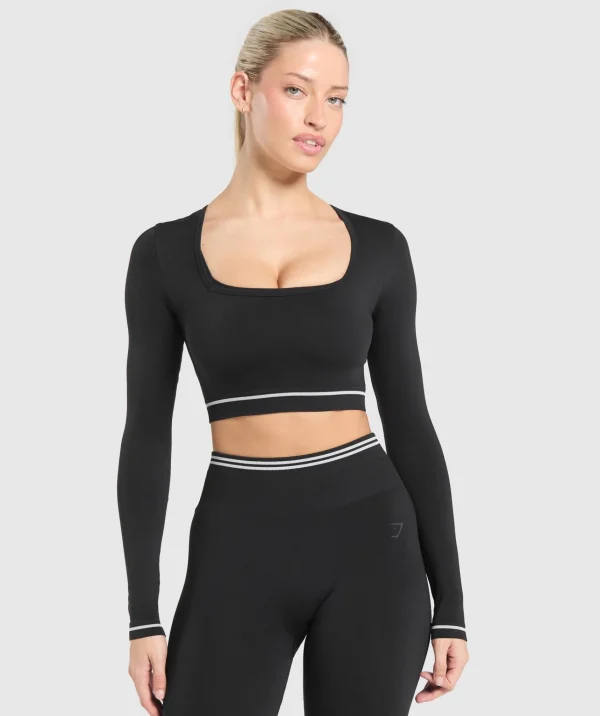 Gymshark Crop Tops*Contrast Seamless Crop Top Black