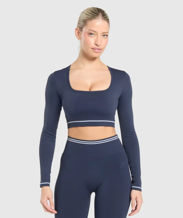 Gymshark Crop Tops*Contrast Seamless Crop Top HeavyBlue