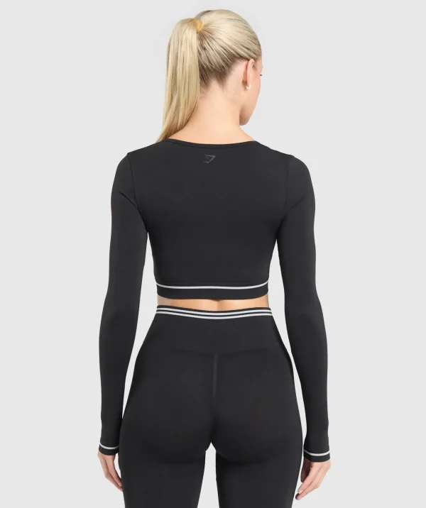 Gymshark Crop Tops*Contrast Seamless Crop Top Black