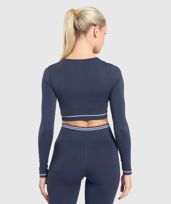 Gymshark Crop Tops*Contrast Seamless Crop Top HeavyBlue