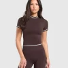 Gymshark T-shirts & Tops*Contrast Seamless Midi Tee HeritageBrown