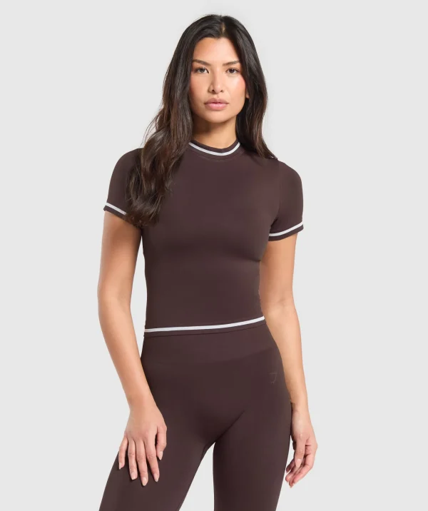 Gymshark T-shirts & Tops*Contrast Seamless Midi Tee HeritageBrown