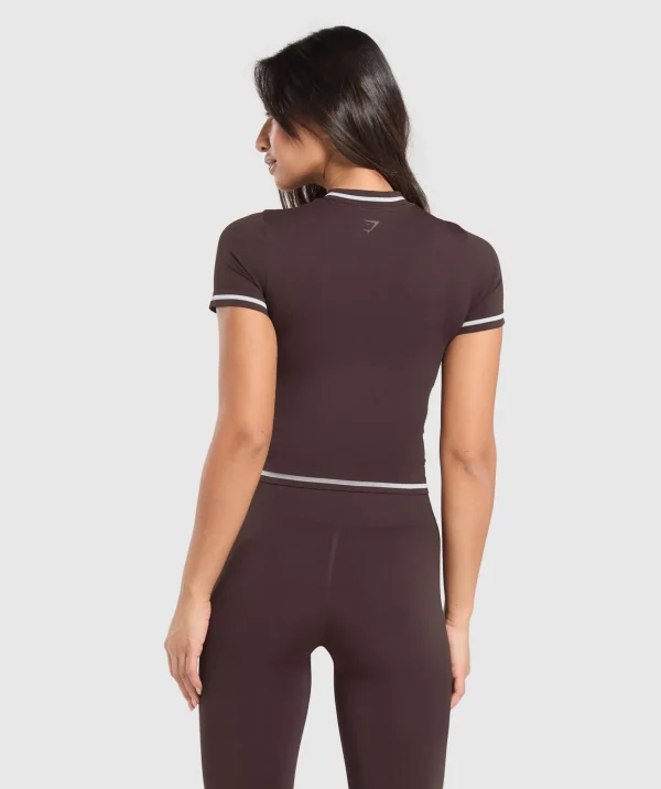 Gymshark T-shirts & Tops*Contrast Seamless Midi Tee HeritageBrown