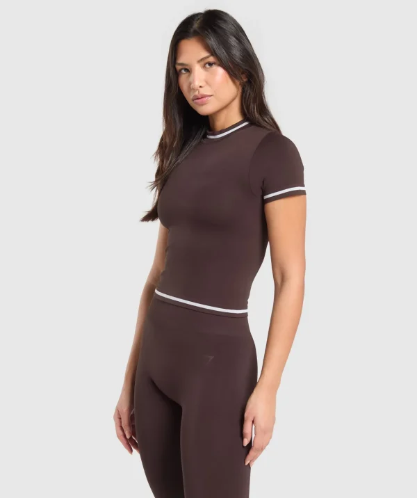 Gymshark T-shirts & Tops*Contrast Seamless Midi Tee HeritageBrown