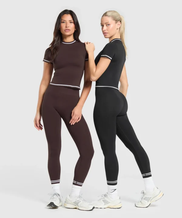 Gymshark T-shirts & Tops*Contrast Seamless Midi Tee Black