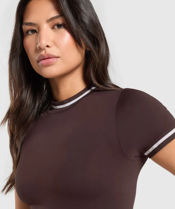 Gymshark T-shirts & Tops*Contrast Seamless Midi Tee HeritageBrown