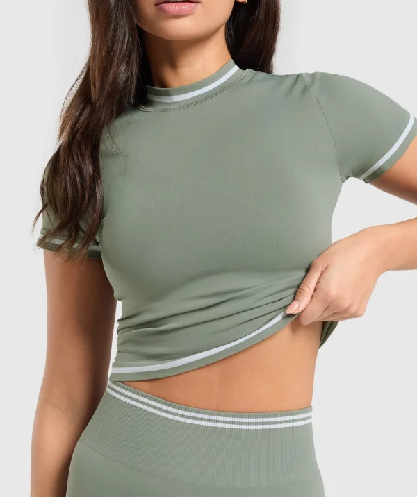 Gymshark T-shirts & Tops*Contrast Seamless Midi Tee UnitGreen