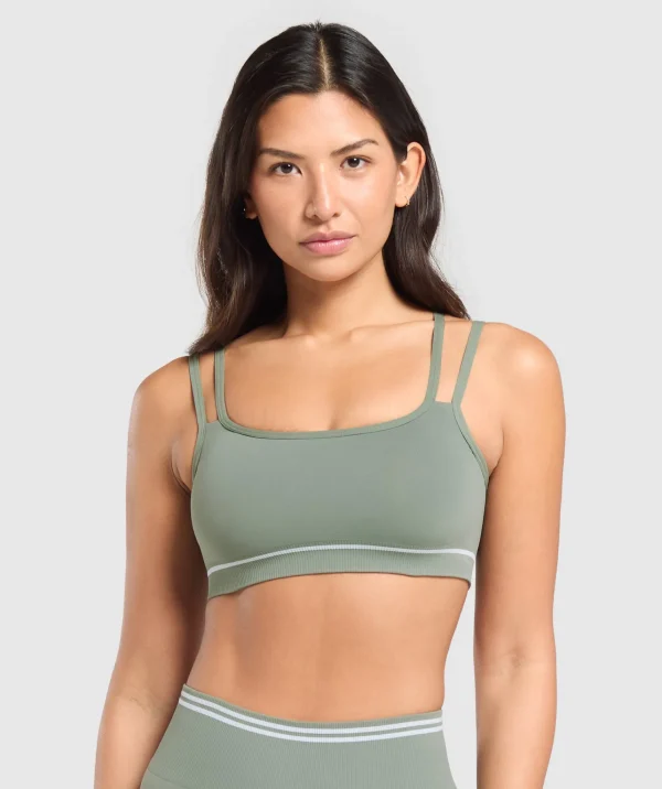 Gymshark Sports Bras*Contrast Seamless Sports Bra UnitGreen