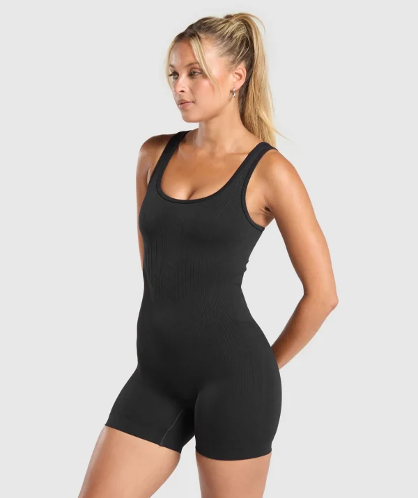 Gymshark Bodysuits*Corset Seamless Bodysuit Black