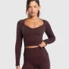 Gymshark T-shirts & Tops*Corset Seamless Long Sleeve Top HeritageBrown