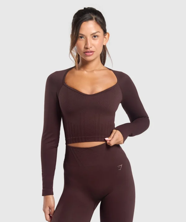 Gymshark T-shirts & Tops*Corset Seamless Long Sleeve Top HeritageBrown