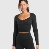 Gymshark T-shirts & Tops*Corset Seamless Long Sleeve Top Black