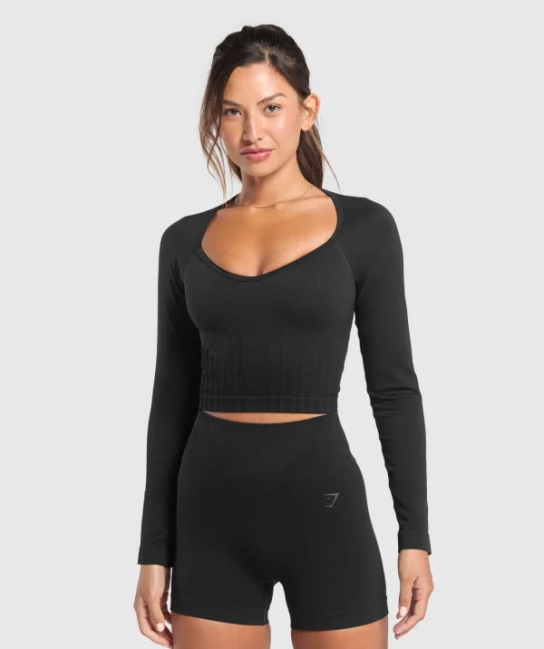 Gymshark T-shirts & Tops*Corset Seamless Long Sleeve Top Black