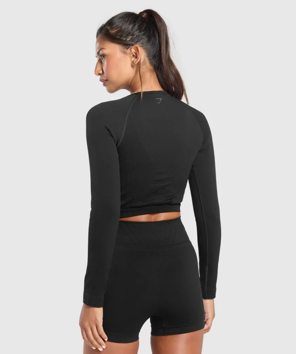 Gymshark T-shirts & Tops*Corset Seamless Long Sleeve Top Black