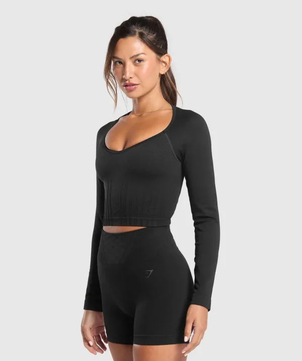 Gymshark T-shirts & Tops*Corset Seamless Long Sleeve Top Black