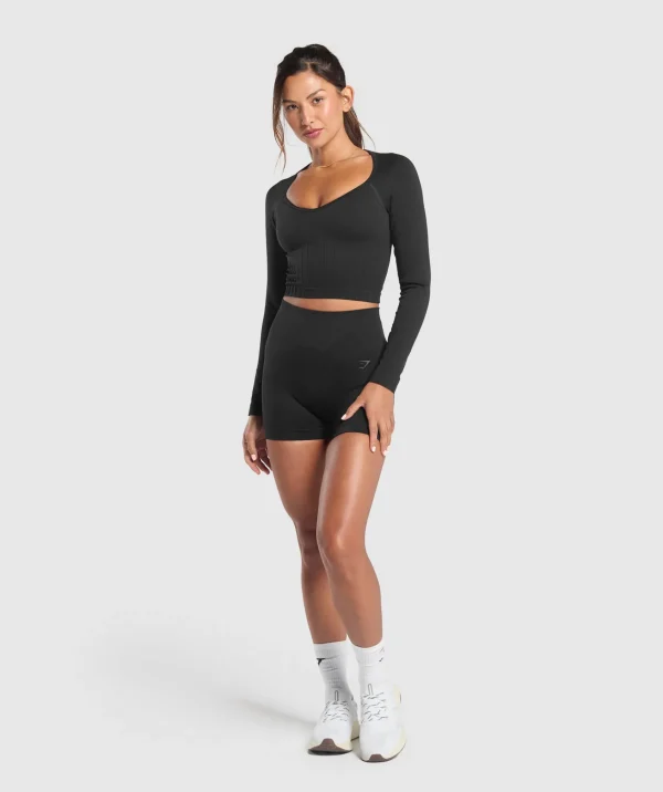 Gymshark T-shirts & Tops*Corset Seamless Long Sleeve Top Black