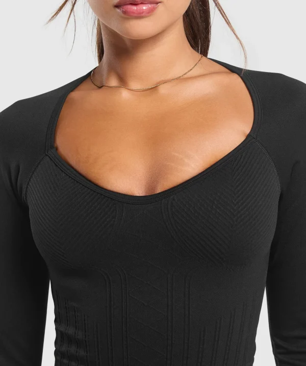 Gymshark T-shirts & Tops*Corset Seamless Long Sleeve Top Black