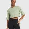 Gymshark Crop Tops | T-shirts & Tops*Cotton Boxy Crop Top FadedGreen