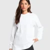 Gymshark Modest Workout Clothes & Hijabs | T-shirts & Tops*Cotton Oversized Long Sleeve Top White